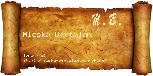 Micska Bertalan névjegykártya